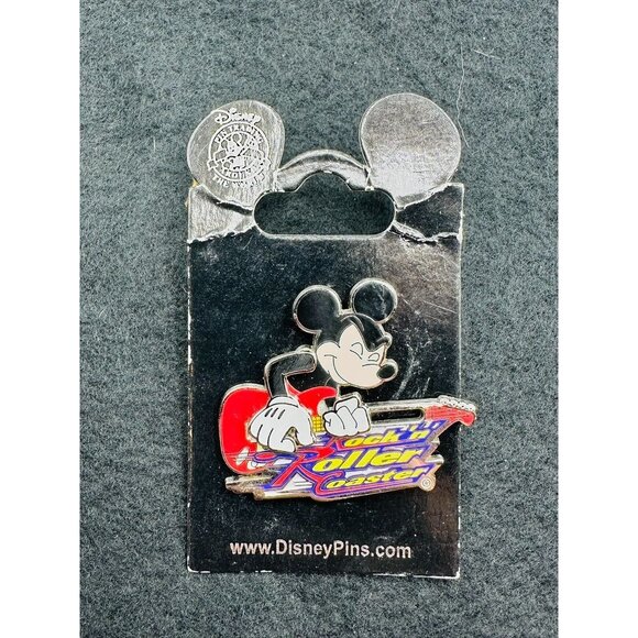 Disney Parks Mickey Mouse Rock 'n' Roller Coaster Pin on Card Rare Collectible - Picture 1 of 4